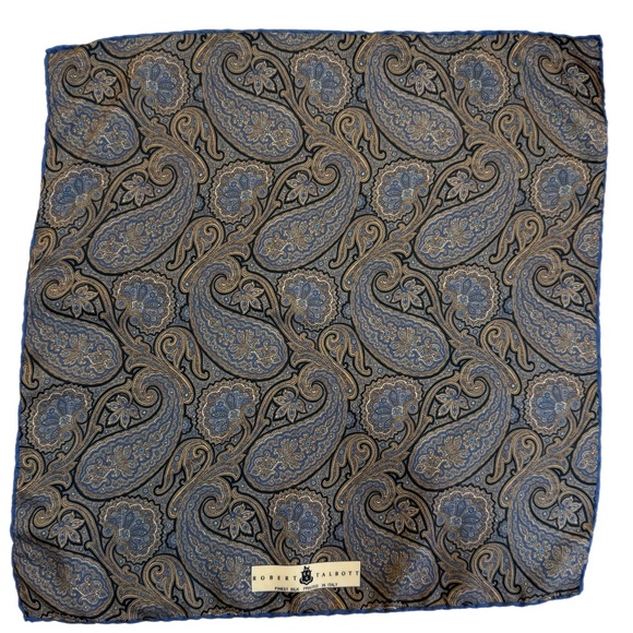 Robert Talbott Silk Paisley Pocket Square 🇮🇹 – Made in Italy - Picture 4 of 9